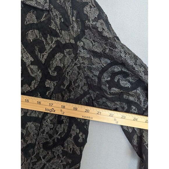 Chicos Jacket Womens Size 2/L Black‎ Lace Sheer Mature Career Office Whimsygoth - Picture 10 of 11